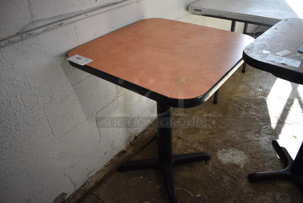 Brown Table on Black Metal Table Base. 24x24x29 - Image 2 of 3