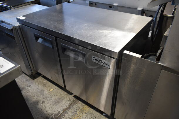 Coldline UUC-48R-E-HC Stainless Steel Commercial 2 Door Undercounter Cooler on Commercial Casters. 115 Volts, 1 Phase. Tested and Working! - Image 1 of 7