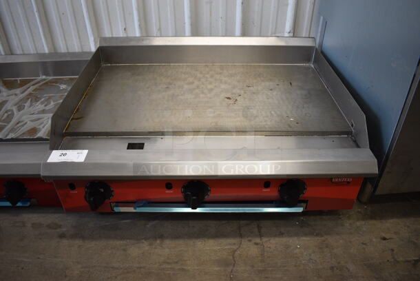 2021 Avantco Model 177CAG36TG Stainless Steel Commercial Countertop Natural Gas Powered Flat Top Griddle w/ Thermostatic Controls. 36x30x16.5