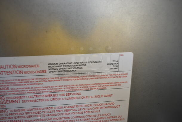BRAND NEW SCRATCH AND DENT! 2024 Amana RC22S2 Heavy Duty Stainless Steel Commercial Microwave Oven with Push Button Controls. 208/240 Volts, 1 Phase.  - Image 7 of 7