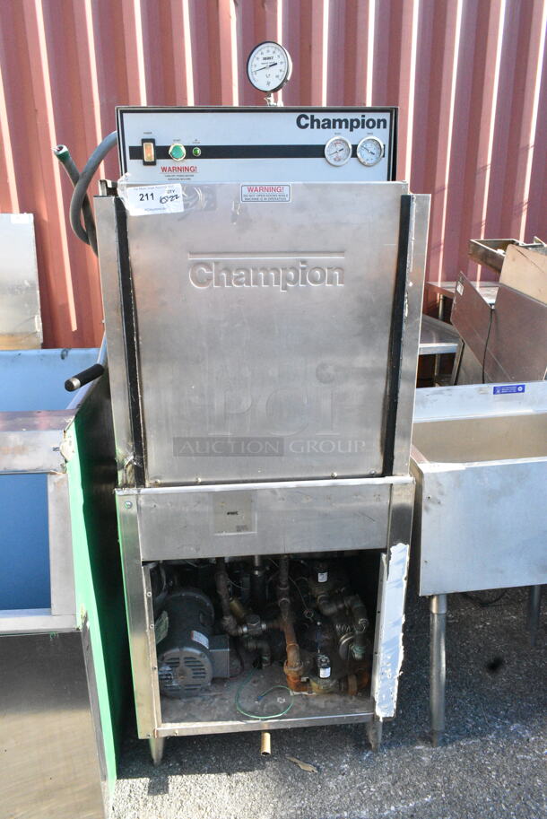 Champion DHBC-M5 Stainless Steel Commercial Corner Pass Through Dishwasher. 208 Volts, 3 Phase.  - Image 1 of 6