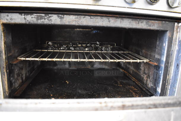 Imperial Stainless Steel Commercial Natural Gas Powered 6 Burner Range w/ Oven, Over Shelf and Back Splash on Commercial Casters. 36x34x57 - Image 5 of 6