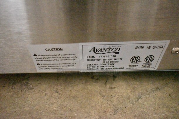 BRAND NEW SCRATCH AND DENT! 2023 Avantco 177VBE102M Stainless Steel Electric 65 lb. Vertical Broiler. 208/240 Volts, 1 Phase.  - Image 7 of 7