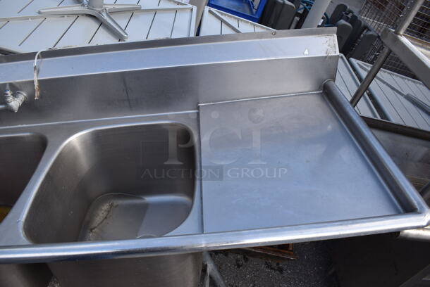 Eagle Stainless Steel Commercial 3 Bay Sink w/ Right Side Drain Board, Faucet and Handles. Bays 16x19x13. Drain Board 16x23x1 - Image 3 of 4