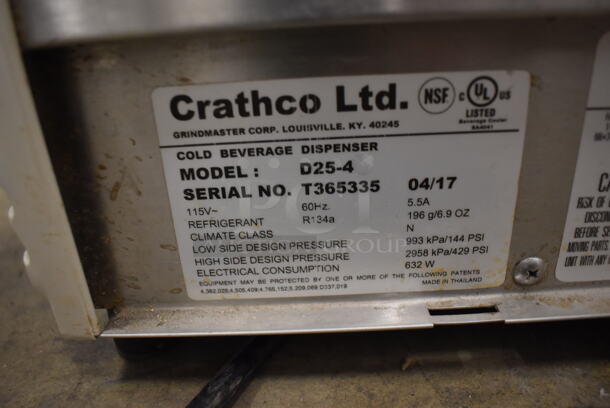 2017 Crathco D25-4 Stainless Steel Commercial Countertop 2 Hopper Refrigerated Beverage Machine. 115 Volts, 1 Phase. 15x15x28. Tested and Powers On But Does Not Get Cold - Image 5 of 6