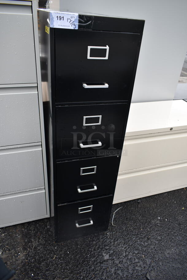 Black Metal 4 Drawer Filing Cabinet.