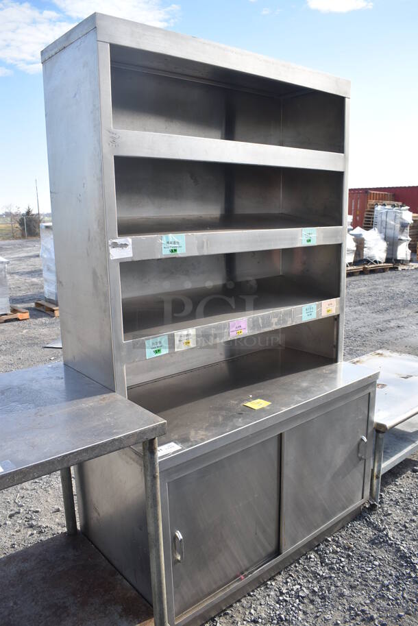 Stainless Steel Commercial Table w. 3 Over Shelves and 2 Doors. 48x25x80 - Image 3 of 5