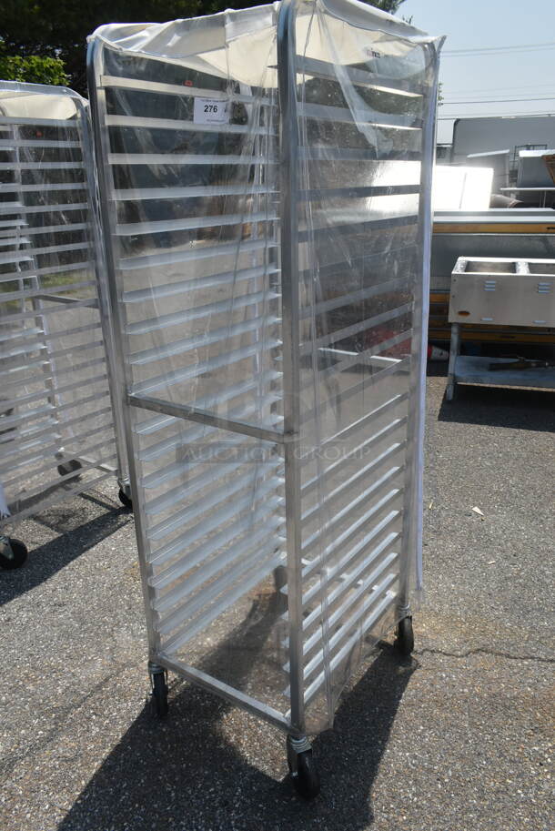Metal Commercial Pan Transport Rack w/ Clear Cover on Commercial Casters. - Image 3 of 4