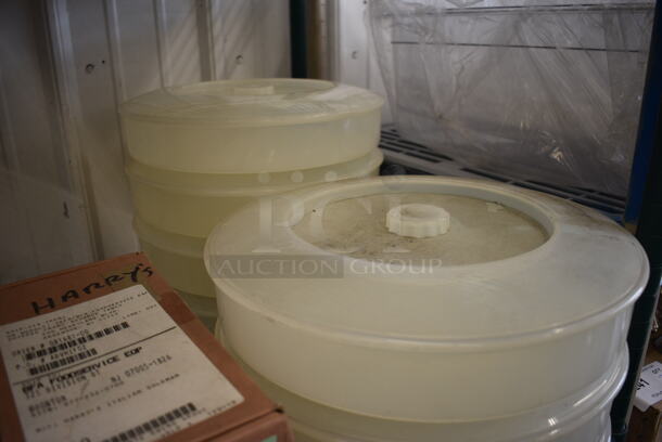 ALL ONE MONEY! Lot of 7 Poly Bins w/ Lids. 13x13x3 - Image 2 of 3