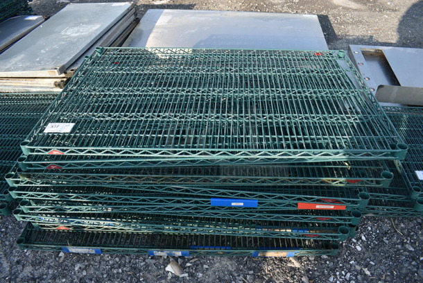 ALL ONE MONEY! Lot of 15 Metro Green Finish Wire Shelves. 48x30x1.5