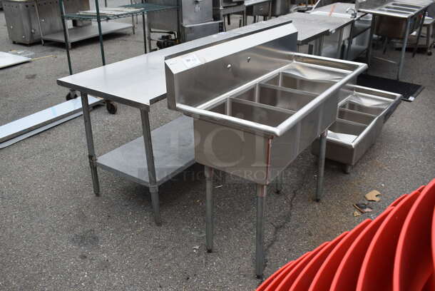 BRAND NEW SCRATCH AND DENT! KoolMore SC121610-12R3 Stainless Steel Commercial 3 Bay Sink w/ Right Side Drain Board. Bays 12x16x10. Drain Board 10x18x1 - Image 3 of 3