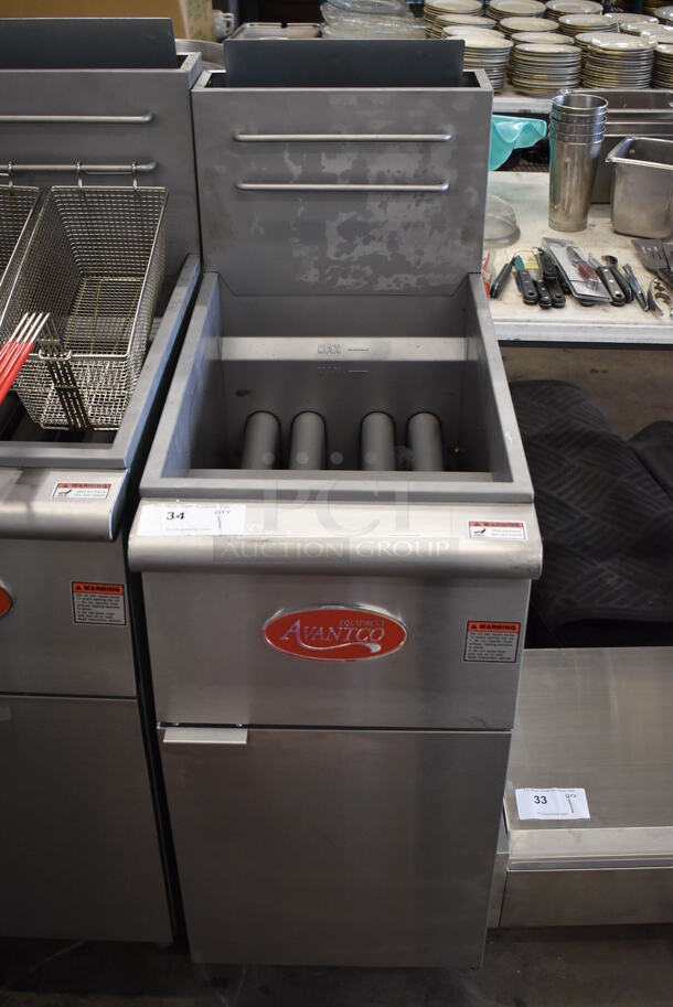 2022 Avantco FF400-N Stainless Steel Commercial Floor Style Natural Gas Powered Deep Fat Fryer. 120,000 BTU. 15.5x30x46 - Image 4 of 7