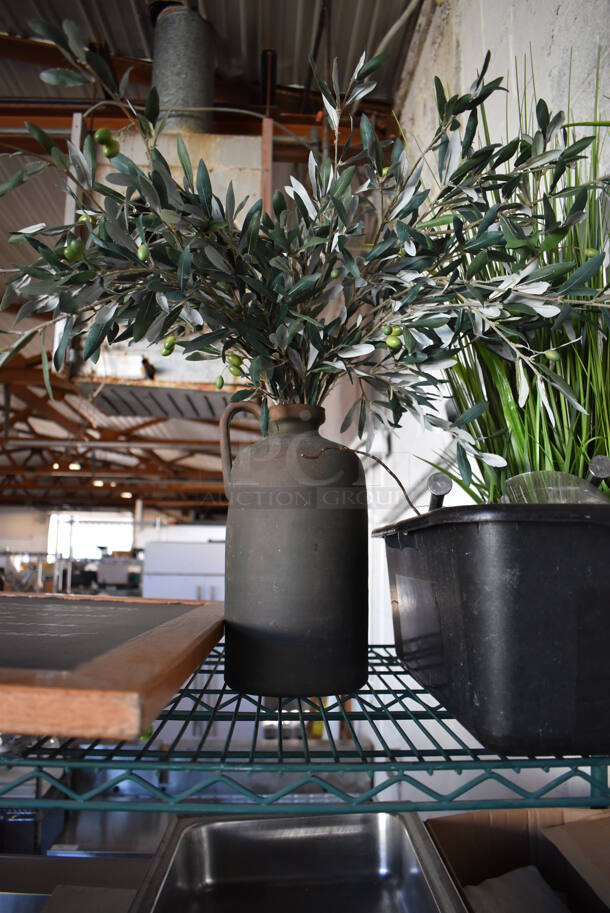 ALL ONE MONEY! Tier Lot of Various Items Including Fake Plants, Racks and Chalkboard - Image 6 of 9