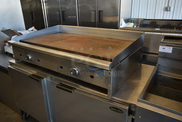 Imperial Stainless Steel Commercial Countertop Natural Gas Powered Flat Top Griddle.  - Image 2 of 9