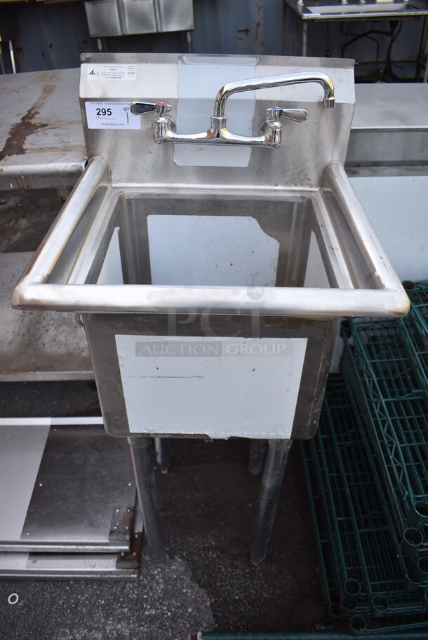 Stainless Steel Commercial Single Bay Sink w/ Faucet and Handles. 20.5x21x44