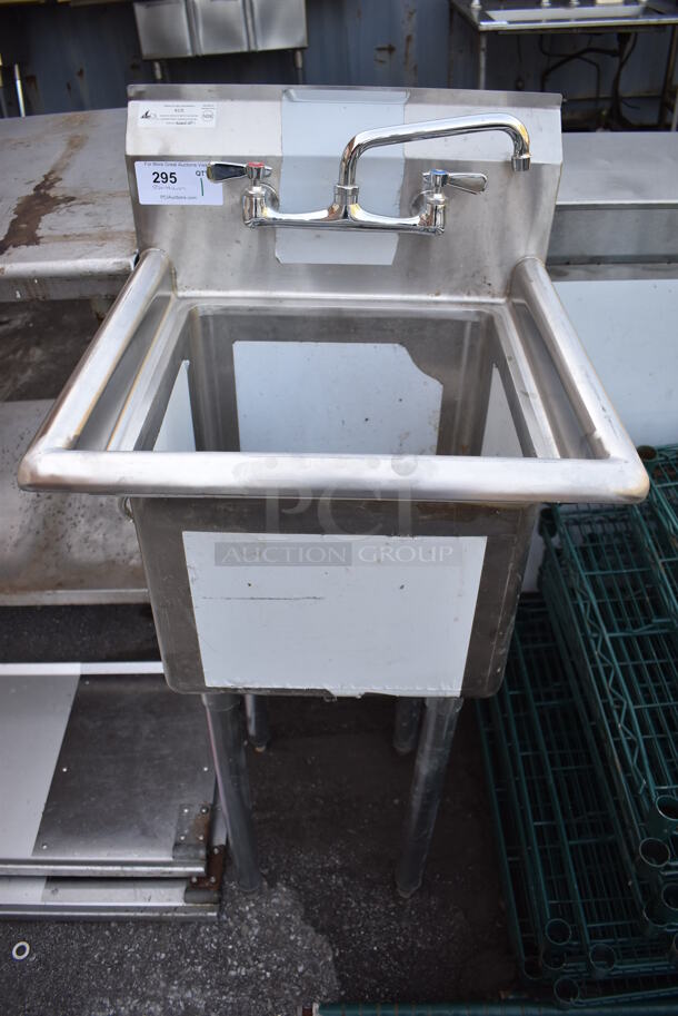 Stainless Steel Commercial Single Bay Sink w/ Faucet and Handles. 20.5x21x44 - Image 1 of 6