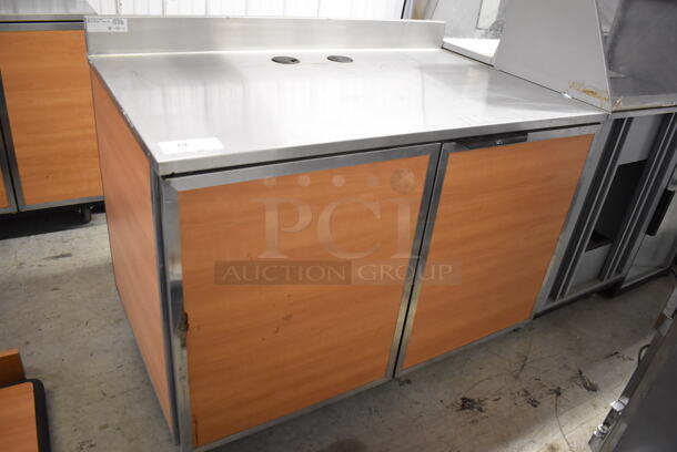 Duke SUB-P-48M Stainless Steel Commercial 2 Wood Pattern Door Counter w/ Back Splash. 48x30x40  - Image 2 of 7