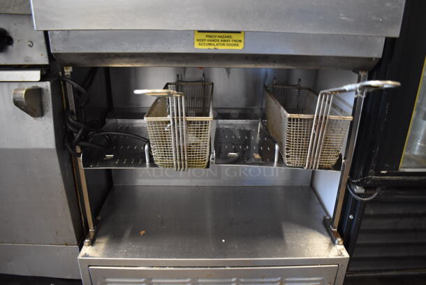 Automated Equipment RAM 280-F Stainless Steel Commercial Floor Style Frozen Fry Dispenser w/ 2 Metal Fry Baskets on Commercial Casters. 115 Volts, 1 Phase. 29x31x75. Tested and Powers On - Image 7 of 8
