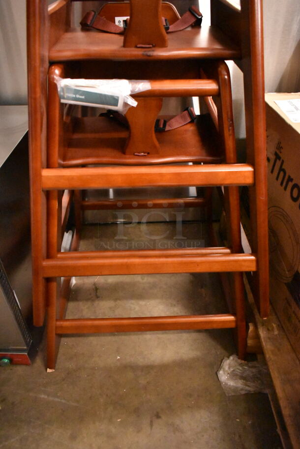 2 BRAND NEW SCRATCH AND DENT! Lancaster Table & Seating 164HIGHCMO Assembled Standard Height Wooden High Chair with Mahogany Finish. 2 Times Your Bid! - Image 5 of 7