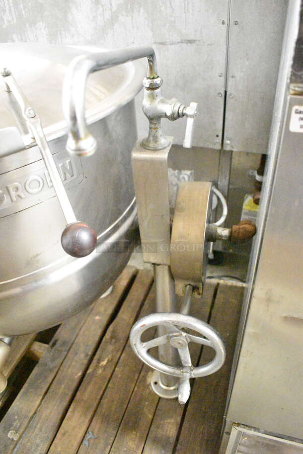 Groen DT-40 Stainless Steel Commercial Floor Style Direct Steam Powered 40 Gallon Steam Kettle.  - Image 4 of 6