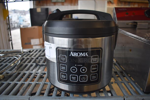 Aroma ARC-150SB Metal Countertop Rice Cooker. 120 Volts, 1 Phase. 12x12x12 - Image 1 of 5