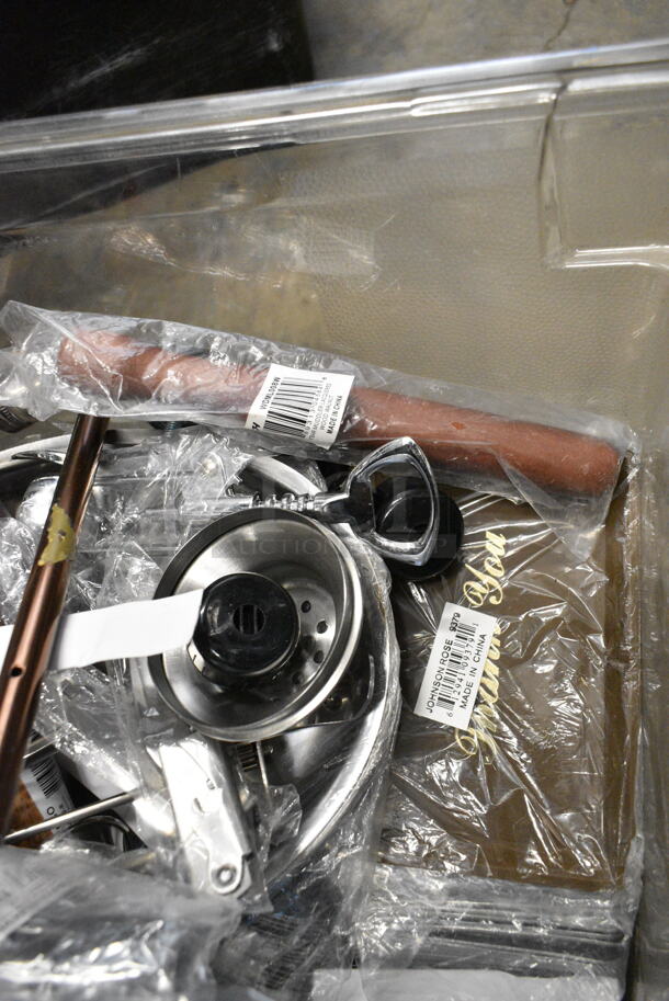 ALL ONE MONEY! Lot of Various Items Including Utensils and Pump in Clear Poly Bin.  - Image 5 of 9