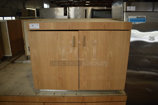 BRAND NEW! Wood Pattern Counter w/ 2 Doors. - Image 1 of 6