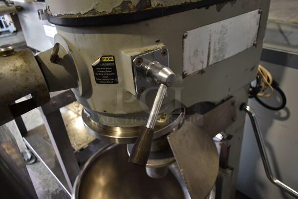 Globe SP 30 Metal Commercial Floor Style 30 Quart Planetary Dough Mixer w/ Metal Mixing Bowl, Dough Hook and Pelican Head Attachment. 115 Volts, 1 Phase. Tested and Does Not Power On - Image 7 of 11