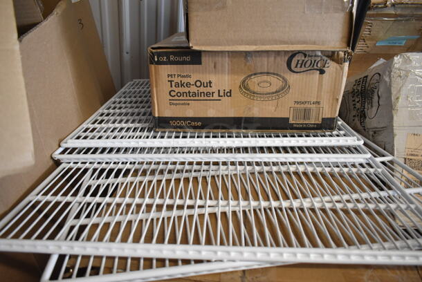 PALLET LOT of 20 BRAND NEW Boxes Including 286C12OR Creative Converting 28191071 12 oz. Sunkissed Orange Plastic Cup - 240/Case, 795KFTL4PE Choice 4 oz. Round PET Take-Out Lid - 1000/Case, 164TB2222 Lancaster Table & Seating 22" x 22" Cross Cast Iron Table Base Plate, 128HDLDBULK ChoiceHD Microwavable Translucent Plastic Deli Container Lid - 480/Case, 164HIGHBKDNAT Bar Height High Chair, EcoChoice Take Out Boxes. 20 Times Your Bid!  - Image 3 of 6