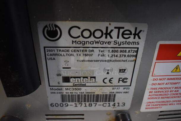 2017 CookTek MC3500 Stainless Steel Commercial Countertop Electric Powered Single Burner Induction Range. 208-240 Volts, 1 Phase. 14x17x5 - Image 6 of 6