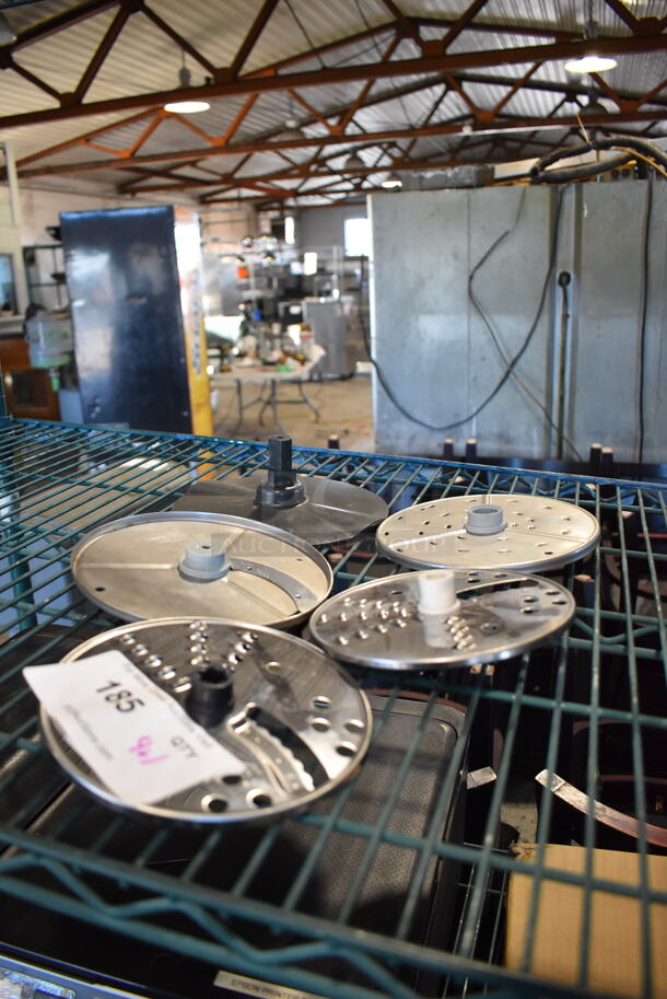 4 Various Metal Food Processor Blades; 3 Grating and 1 Slicing. Comes w/ Black Poly Blade Cover. 6x6x1, 7x7x1. 4 Times Your Bid! - Image 3 of 3