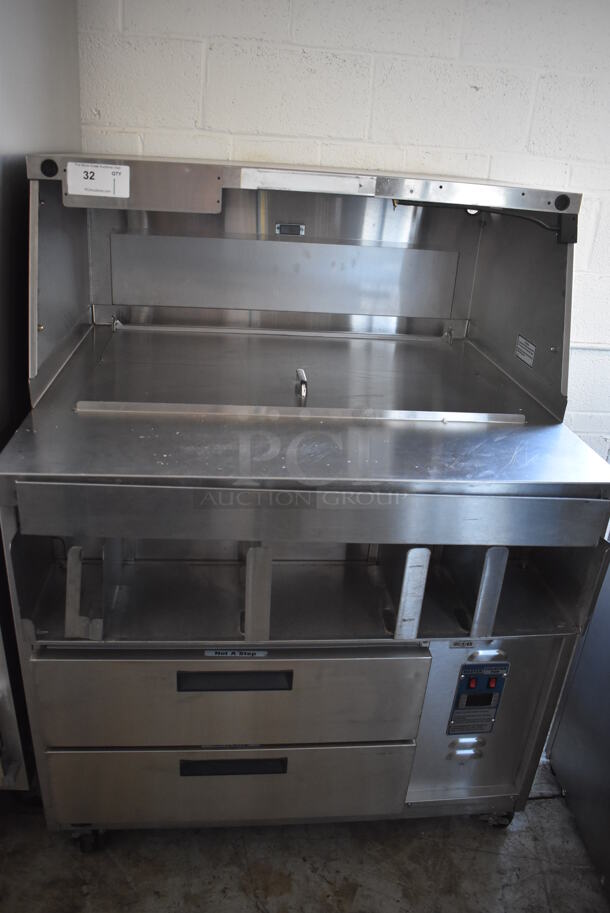 Duke DPC-38-120-DRW-DR-LM Stainless Steel Commercial Prep Station w/ 2 Drawers on Commercial Casters. 120 Volts, 1 Phase. 38x36x51. Tested and Working! - Image 3 of 12