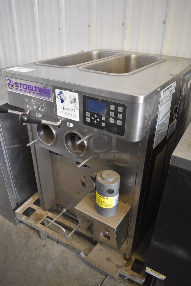 2014 Stoelting Model SF121-38I2 Stainless Steel Commercial Countertop Air Cooled 2 Flavor w/ Twist Soft Serve Ice Cream Machine on Metal Dolly. 208-230 Volts, 1 Phase. 22x33x32, 30x23x6 - Image 3 of 6