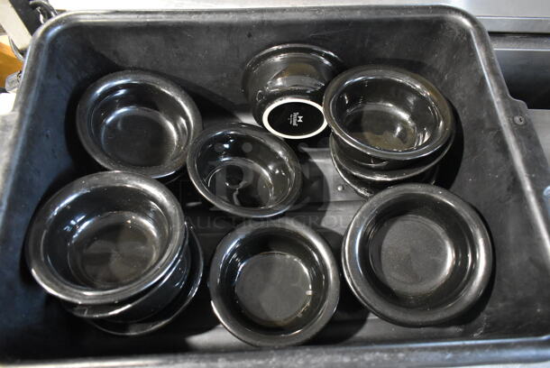 ALL ONE MONEY! Lot of Metal Bins and Black Ramekins in Black Poly Bus Bin - Image 4 of 4