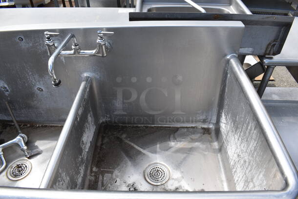 Stainless Steel Commercial 2 Bay Sink w/ Left Side Drain Board, Faucet, Handles and Spray Nozzle Attachment. Bays 24x24x12. Drain Board 22x24x1 - Image 2 of 5