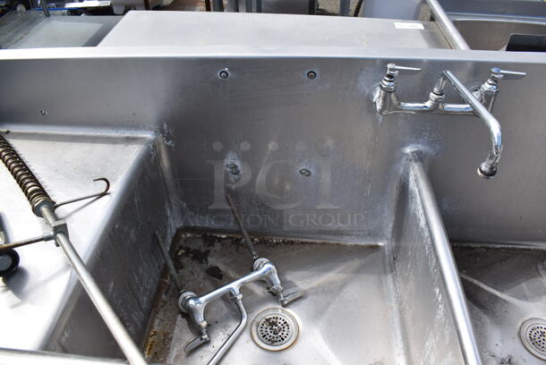 Stainless Steel Commercial 2 Bay Sink w/ Left Side Drain Board, Faucet, Handles and Spray Nozzle Attachment. Bays 24x24x12. Drain Board 22x24x1 - Image 3 of 5