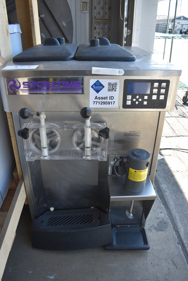 2014 Stoelting Model SF121-38I2 Stainless Steel Commercial Countertop Air Cooled 2 Flavor w/ Twist Soft Serve Ice Cream Machine. 208-240 Volts, 1 Phase. 22x33x35
