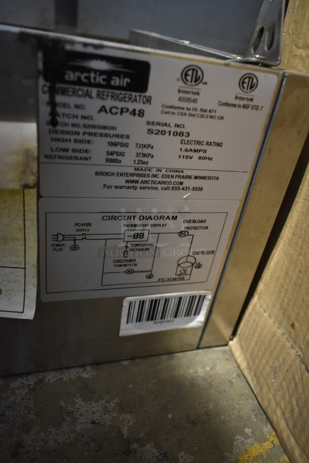 Arctic Air ACP48 Stainless Steel Commercial Countertop Refrigerated Rail. 115 Volts, 1 Phase. Tested and Working! - Image 4 of 4