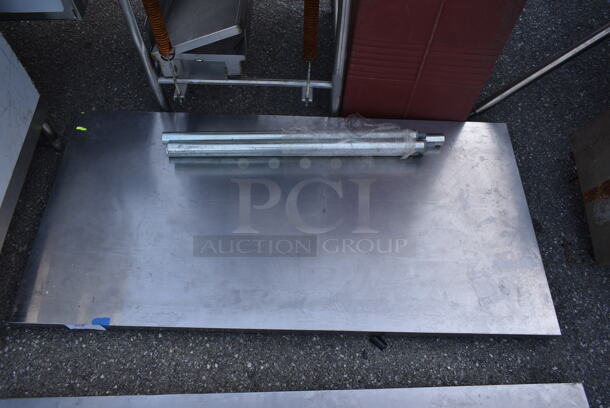 Stainless Steel Tabletop w/ 4 Metal Legs.  - Image 3 of 4