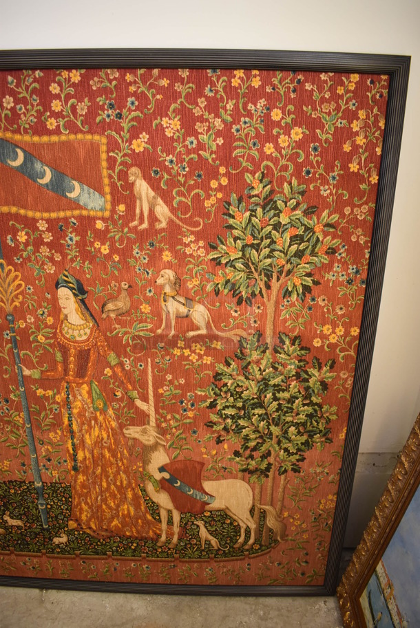 HIGH END REPRODUCTION of Framed Tapestry of The Lady and The Unicorn; Touch. This Tapestry is One of Five Parts That Tell a Story of The Lady and The Five Senses - Image 3 of 11