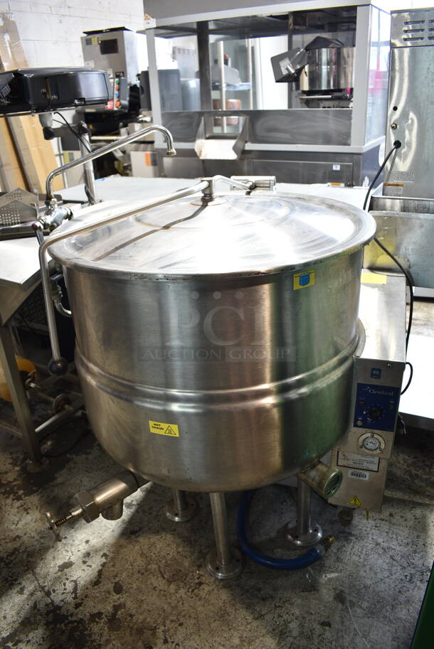 Cleveland KGL-40 Stainless Steel Commercial Floor Style Natural Gas Powered 40 Gallon Steam Tilting Kettle.  - Image 1 of 5