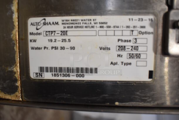 2016 Alto Shaam CTP7-20E Stainless Steel Commercial Electric Powered Combi Convection Oven on Commercial Equipment Stand. 208-240 Volts, 3 Phase. - Image 6 of 8