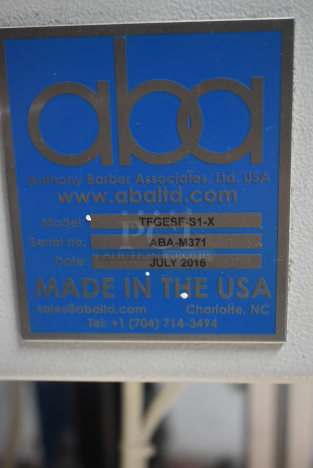 2016 Aba TFGESF-S1-X Gray Metal Commercial Floor Style Semiautomatic Net Weight Filling Machine on Commercial Casters. BUYER MUST REMOVE. - Image 9 of 9