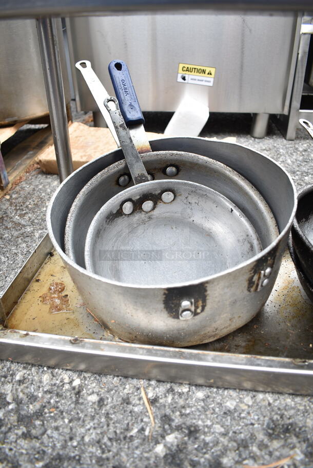 Stainless Steel 2 Tier Over Shelf w/ Contents Including Metal Skillets and Sauce Pans - Image 7 of 7