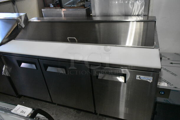 BRAND NEW SCRATCH AND DENT! 2024 Avantco 178APT71HC Stainless Steel Commercial Sandwich Salad Prep Table Bain Marie Mega Top on Commercial Casters. 115 Volts, 1 Phase. Tested and Working! - Image 11 of 11
