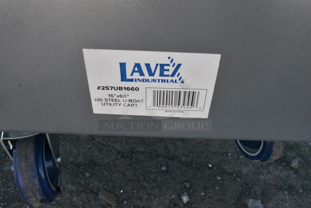 BRAND NEW SCRATCH AND DENT! Lavex 257UB1660 16" x 60" Heavy-Duty Steel U-Boat Utility Cart - 2000 lb. Capacity - Image 5 of 5