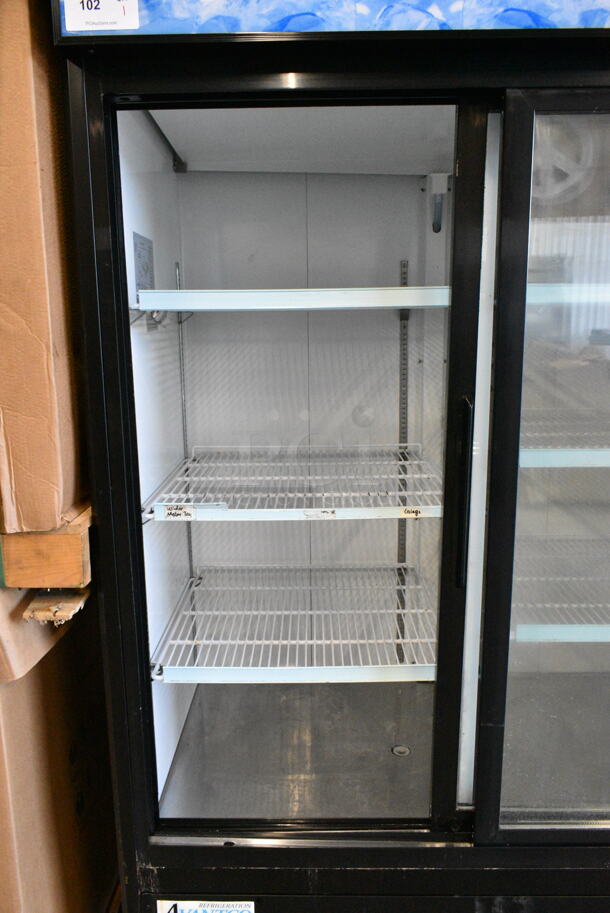 Avantco 178GDS47HCB Metal Commercial 2 Door Reach In Cooler Merchandiser w/ Poly Coated Racks on Commercial Casters. 115 Volts, 1 Phase. Tested and Powers On But Does Not Get Cold - Image 5 of 7