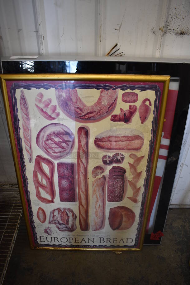 2 Various Items; European Bread Picture and Retro Rewards Sign. Includes 29x3x38. 2 Times Your Bid!