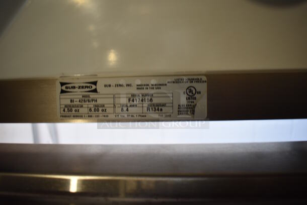 LIKE NEW! Sub Zero BI-428-S/PH Stainless Steel Commercial Cooler Freezer Combo Unit. 115 Volts, 1 Phase. Tested and Powers On But Does Not Get Cold - Image 8 of 8