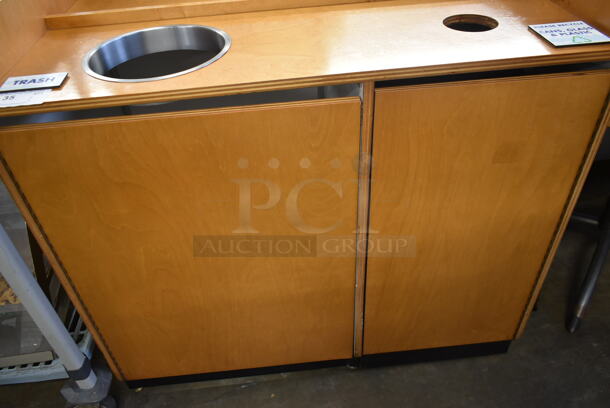 Wood Pattern Trash Can Shell w/ Trash Deposit Hole, Trash Can and 2 Doors. - Image 3 of 5